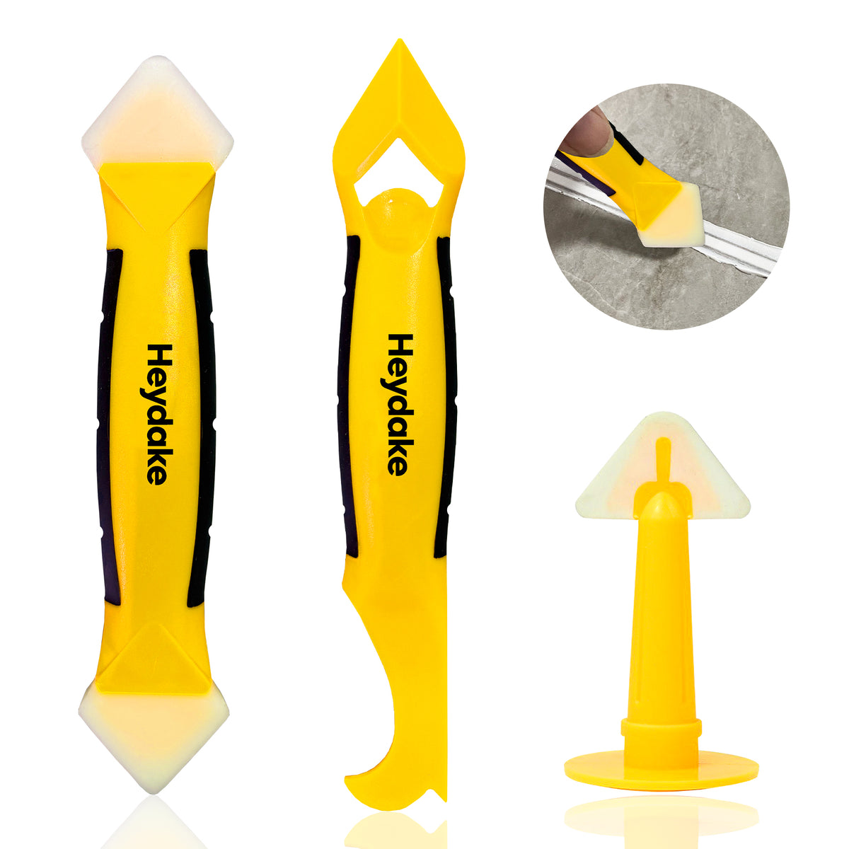 Heydake 3PCS caulking tool set for bathroom sealing