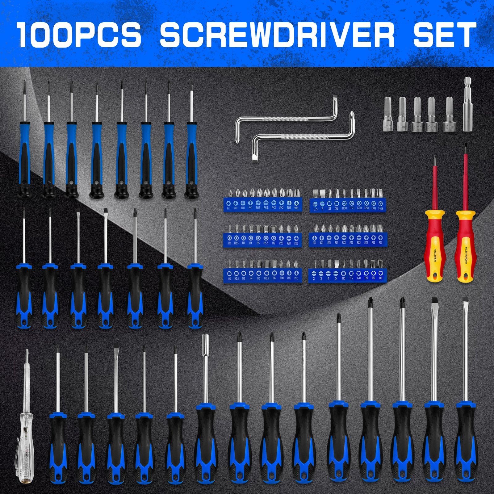 Heydake 100PCS Screwdriver Bit Set (Blue)