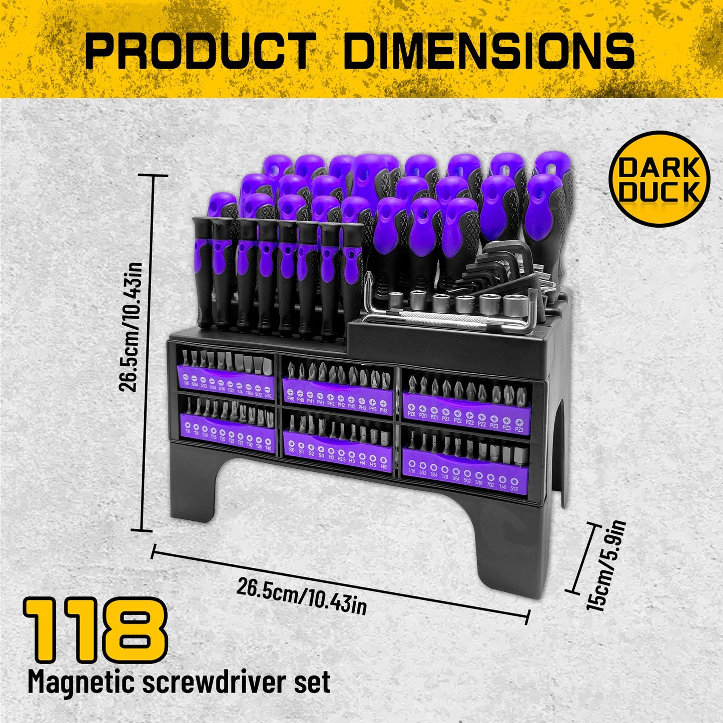 Heydake 118PCS Magnetic Screwdriver Bit Set - 4 Colors