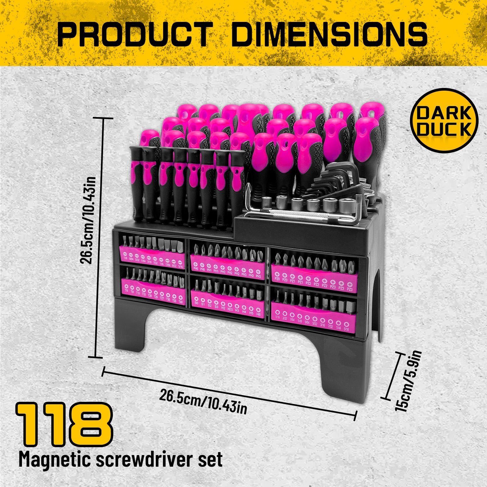 Heydake 118PCS Magnetic Screwdriver Bit Set - 4 Colors