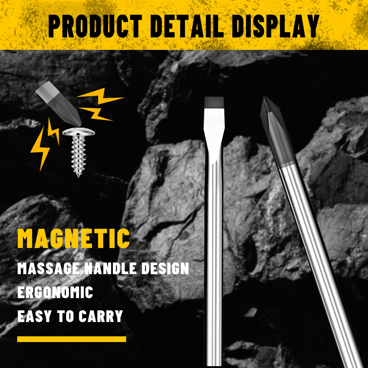 Heydake 2PCS magnetic tip screwdriver set flathead and Phillips