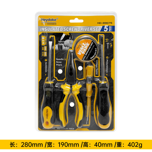 Heydake 5PCS insulated screwdriver set 1000V with voltage tester