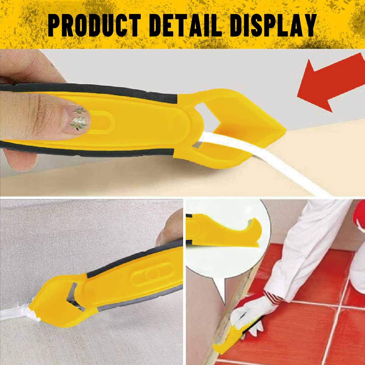 Heydake 3PCS caulking tool set for bathroom sealing
