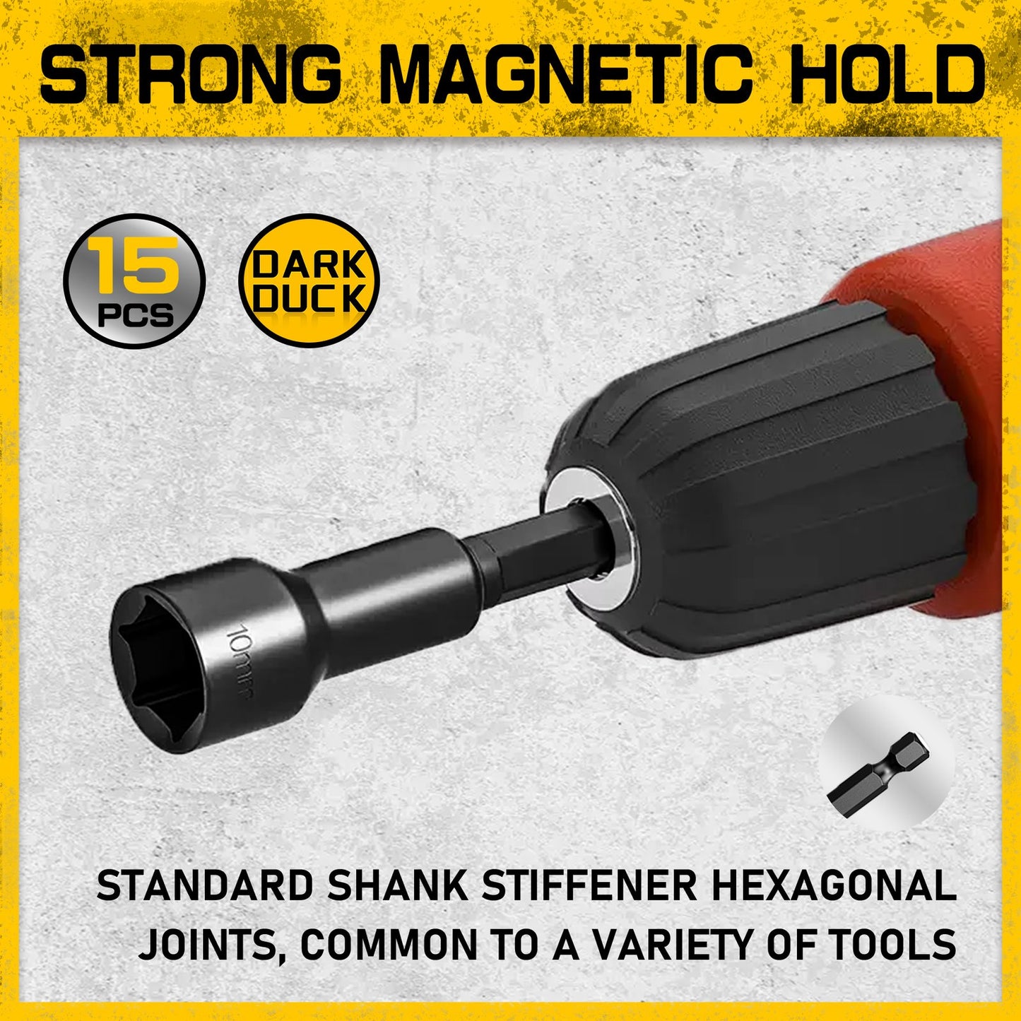 Heydake 15PCS Magnetic Nut Driver Set for Impact Drill