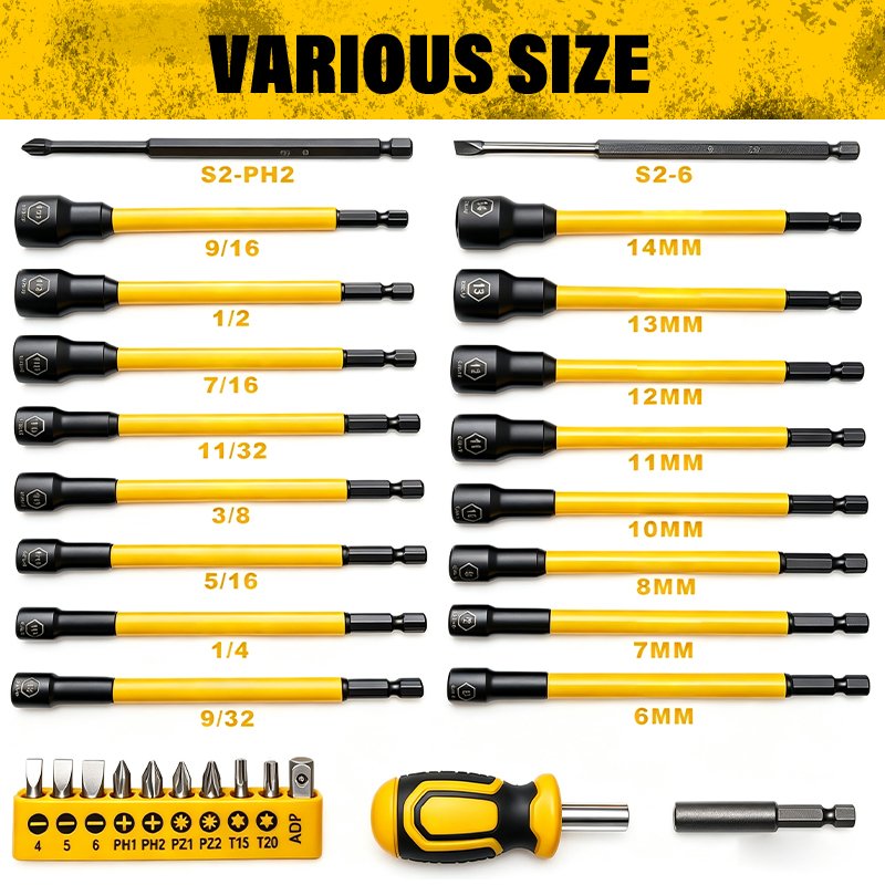 Heydake 30PCS Magnetic Nut Driver Set for Impact Drill