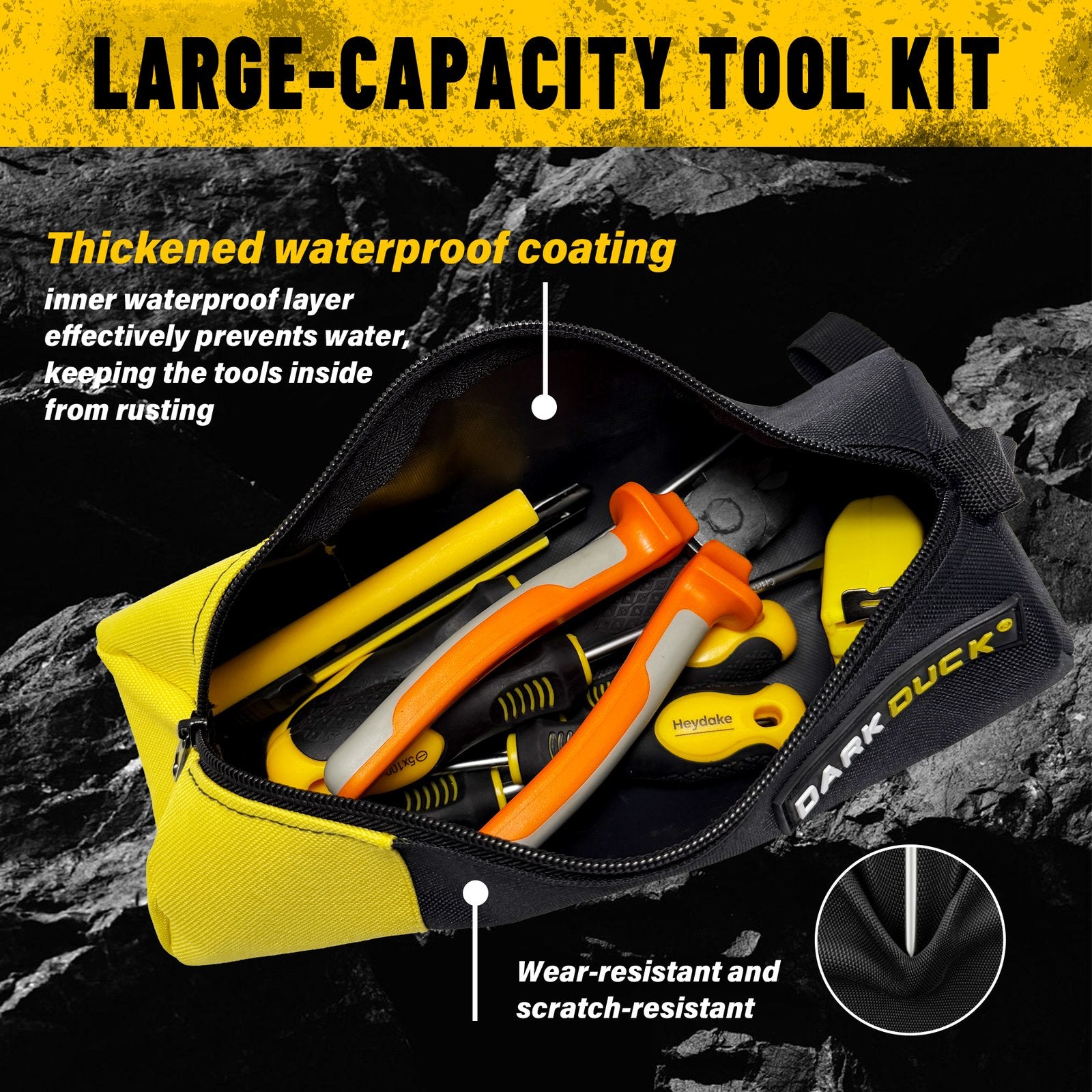 Heydake 3-Piece Tool Pouch Bag Set with Carabiners