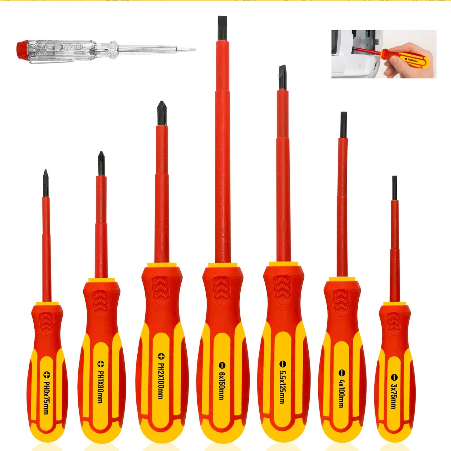Heydake 8PCS Insulated Screwdriver Set with Voltage Tester