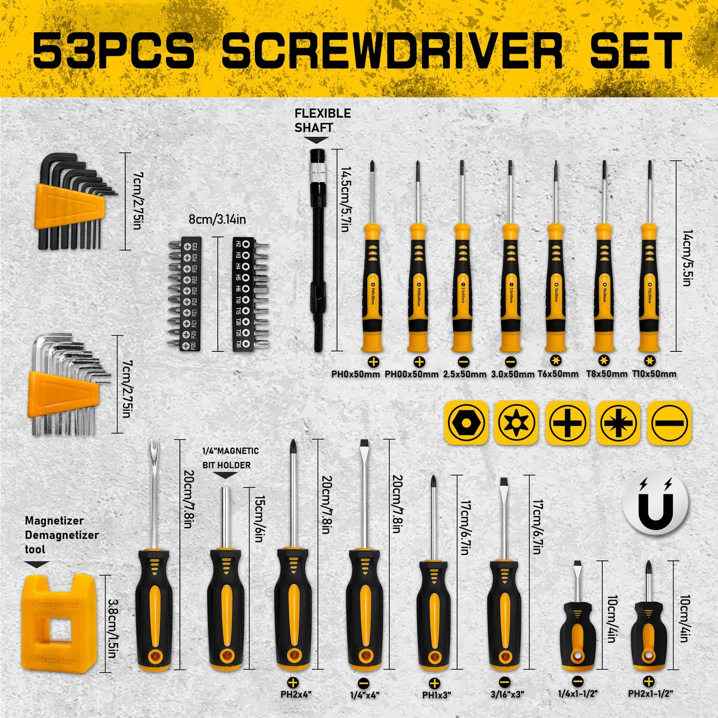 Heydake 53PCS Screwdriver Bit Set in Case