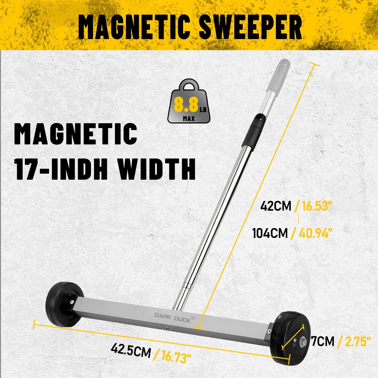Heydake Magnetic Sweeper with Telescopic Handle (Silver)