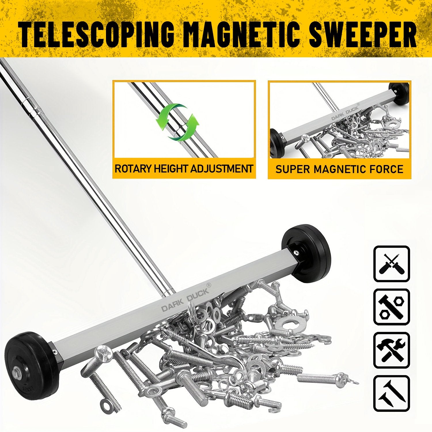 Heydake Magnetic Sweeper with Telescopic Handle (Silver)