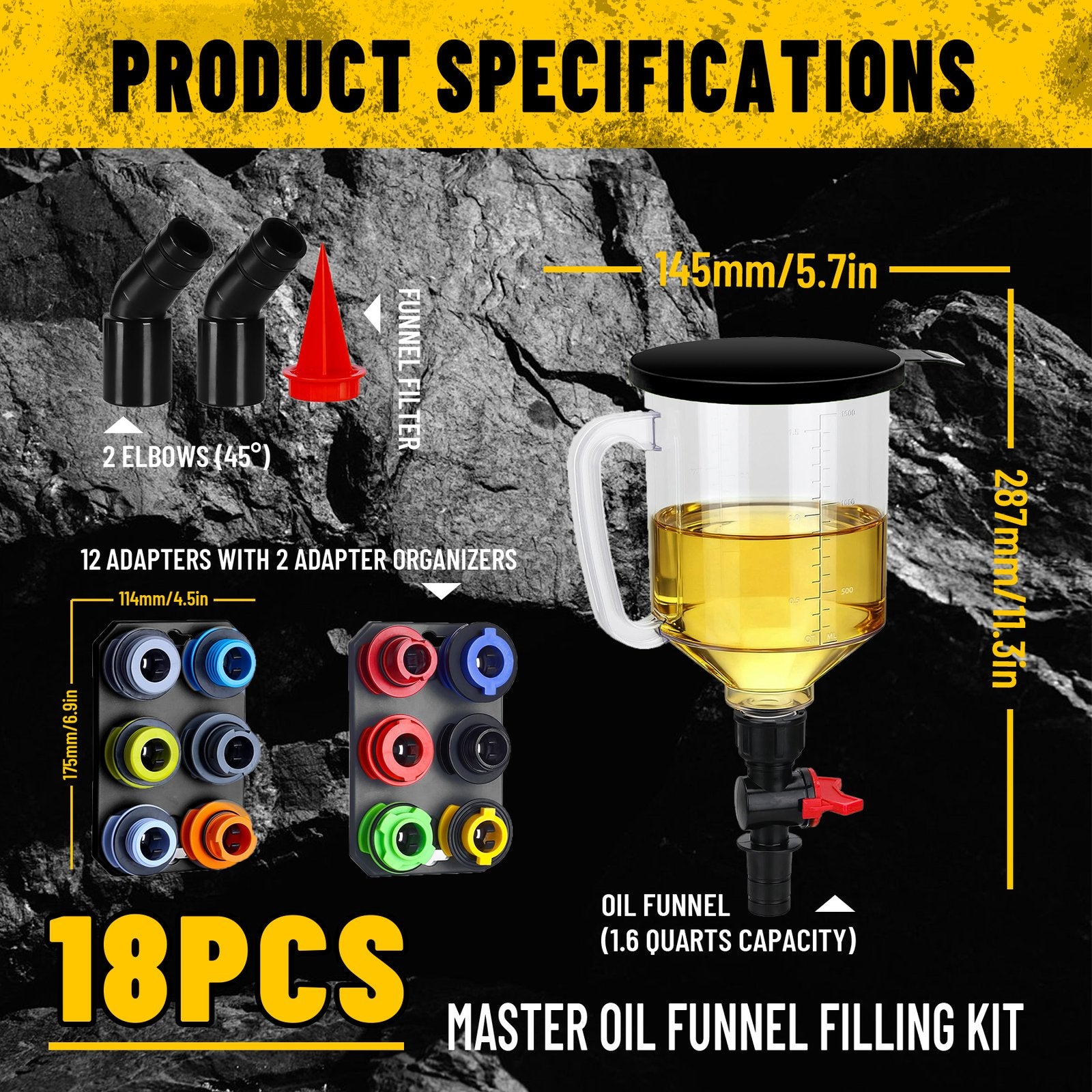 Heydake 18-Piece Engine Oil Funnel Kit