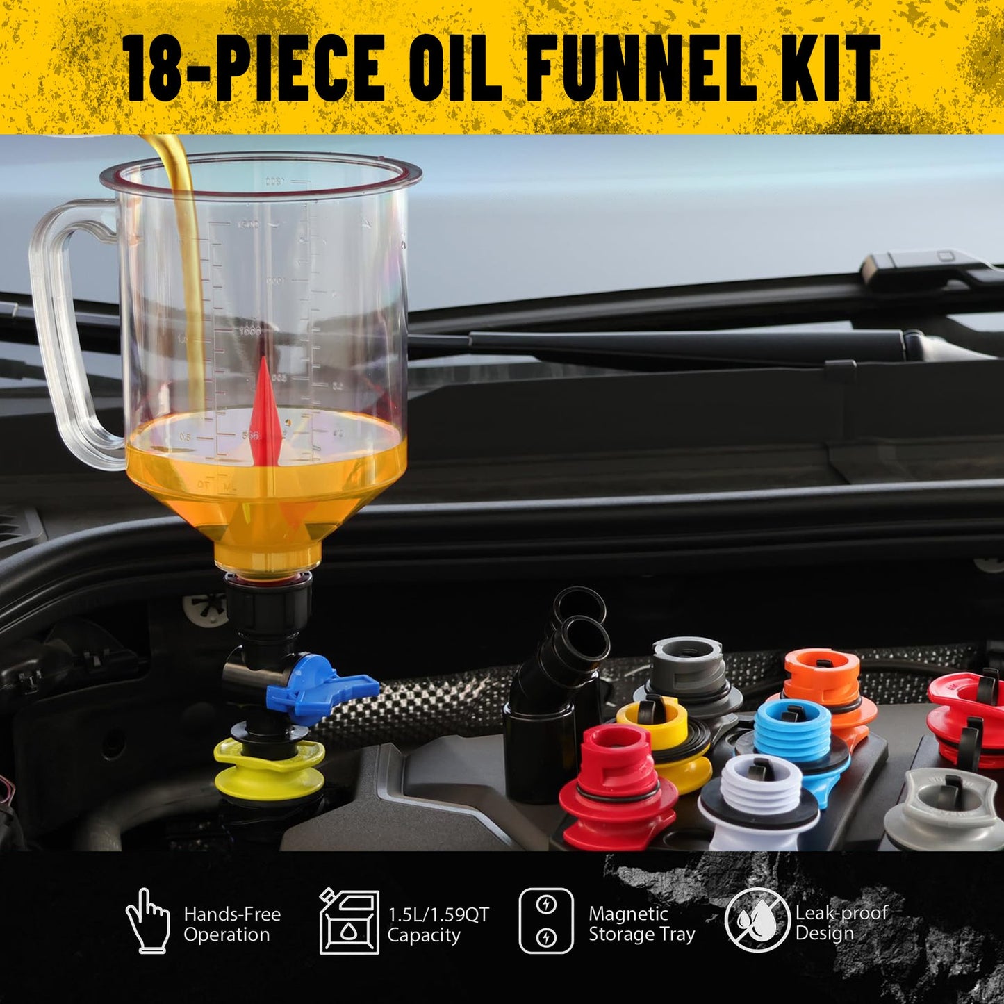 Heydake 18-Piece Engine Oil Funnel Kit