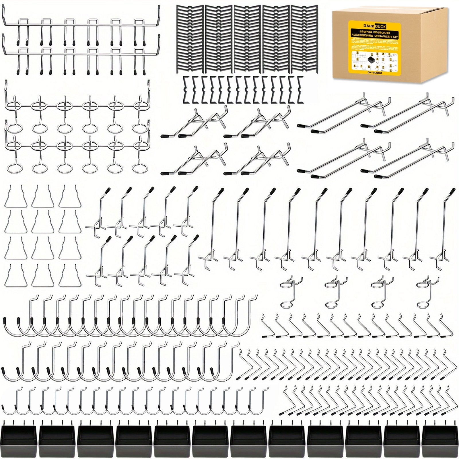 Heydake 288PCS Pegboard Accessories Organizer Kit