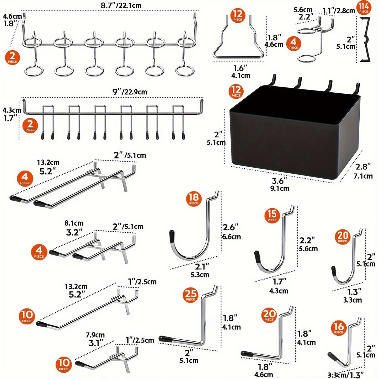 Heydake 288PCS Pegboard Accessories Organizer Kit
