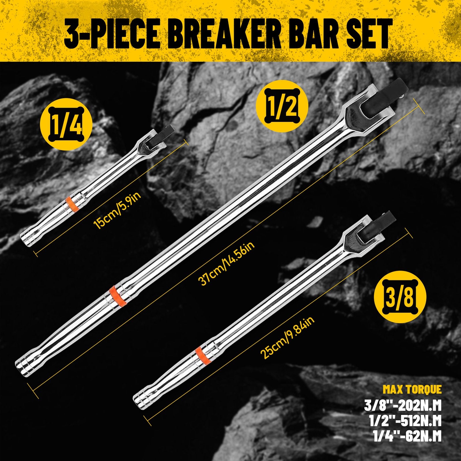 Heydake 3-Piece Extension Bar Set