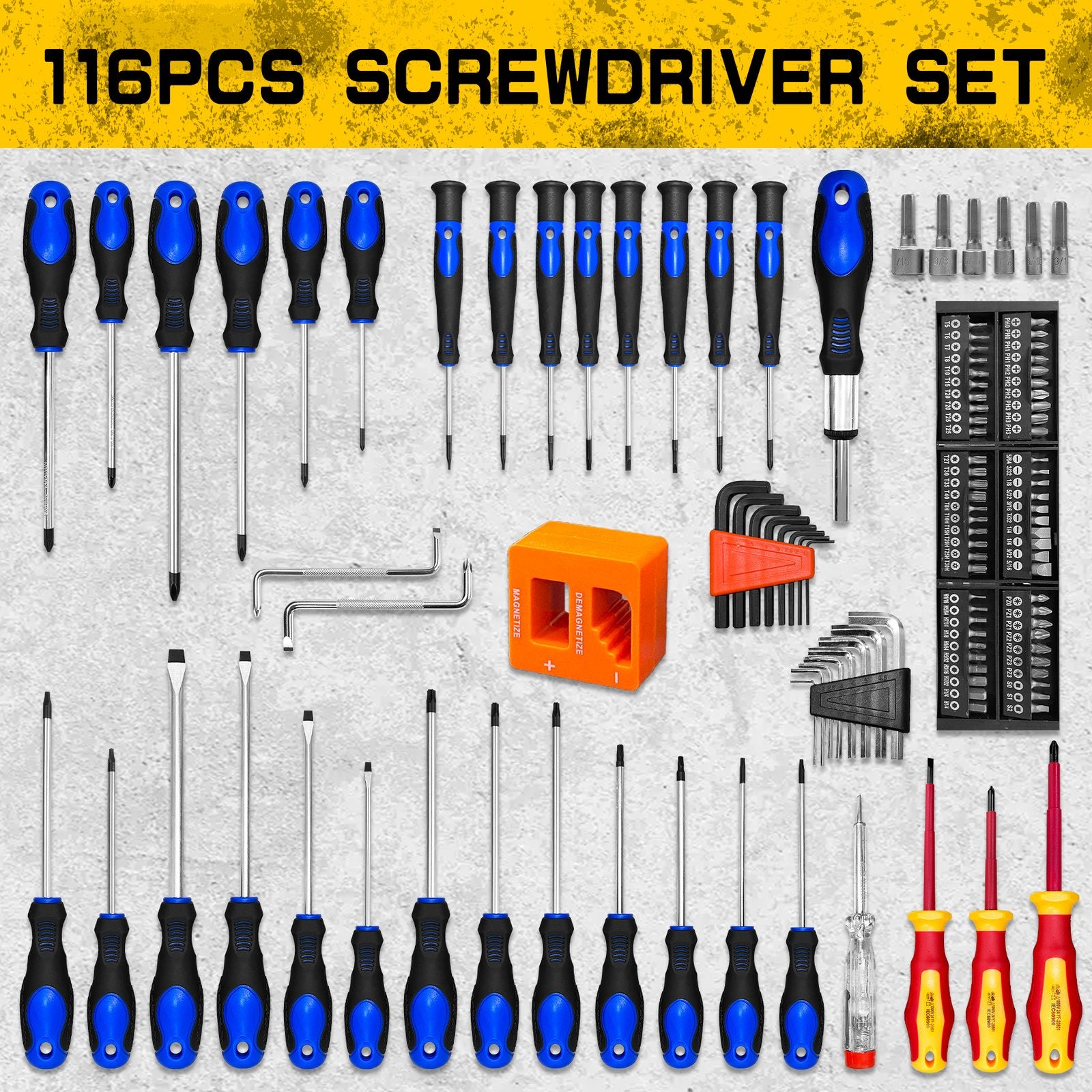 Heydake 116PCS Magnetic Screwdriver Bit Set