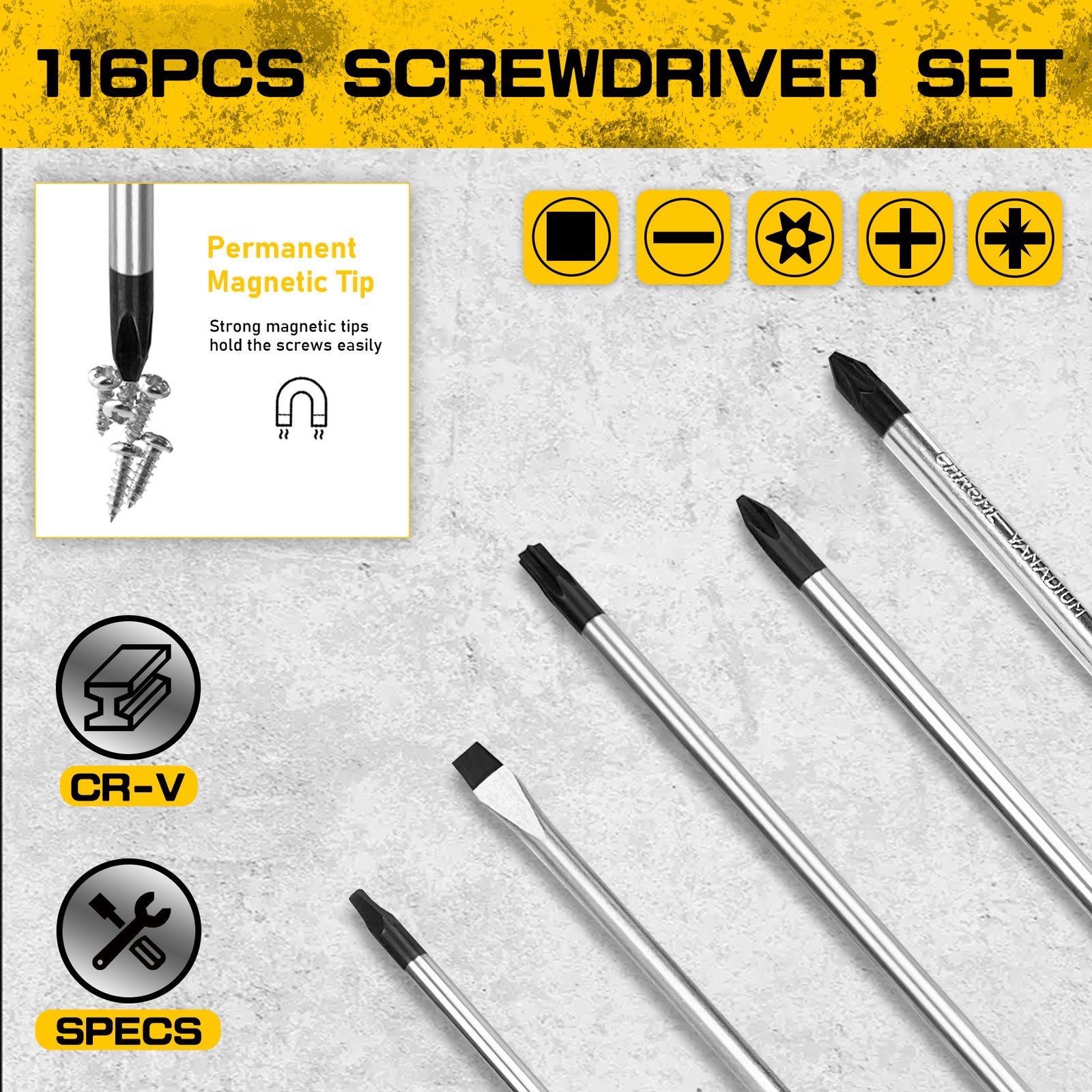 Heydake 116PCS Magnetic Screwdriver Bit Set