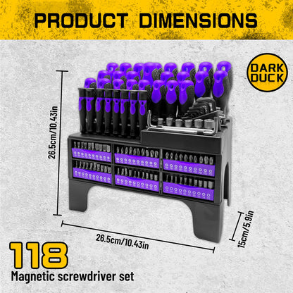 Heydake 118PCS Magnetic Screwdriver Bit Set - Purple