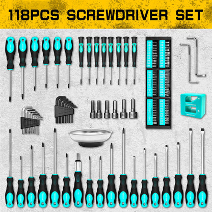 Heydake 118PCS Magnetic Screwdriver Bit Set - Blue