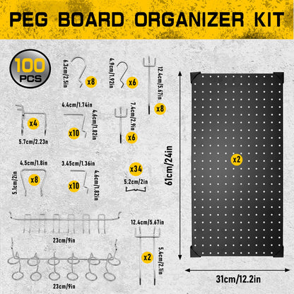 Heydake 100PCS Pegboard Tool Organizer Set