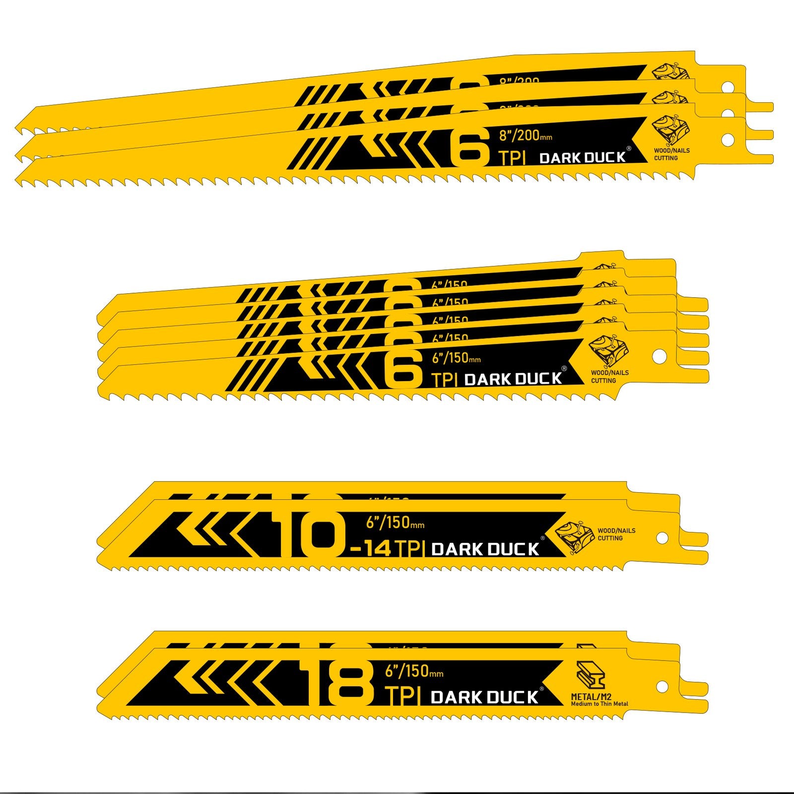 Heydake 12-Piece Reciprocating Saw Blade Set