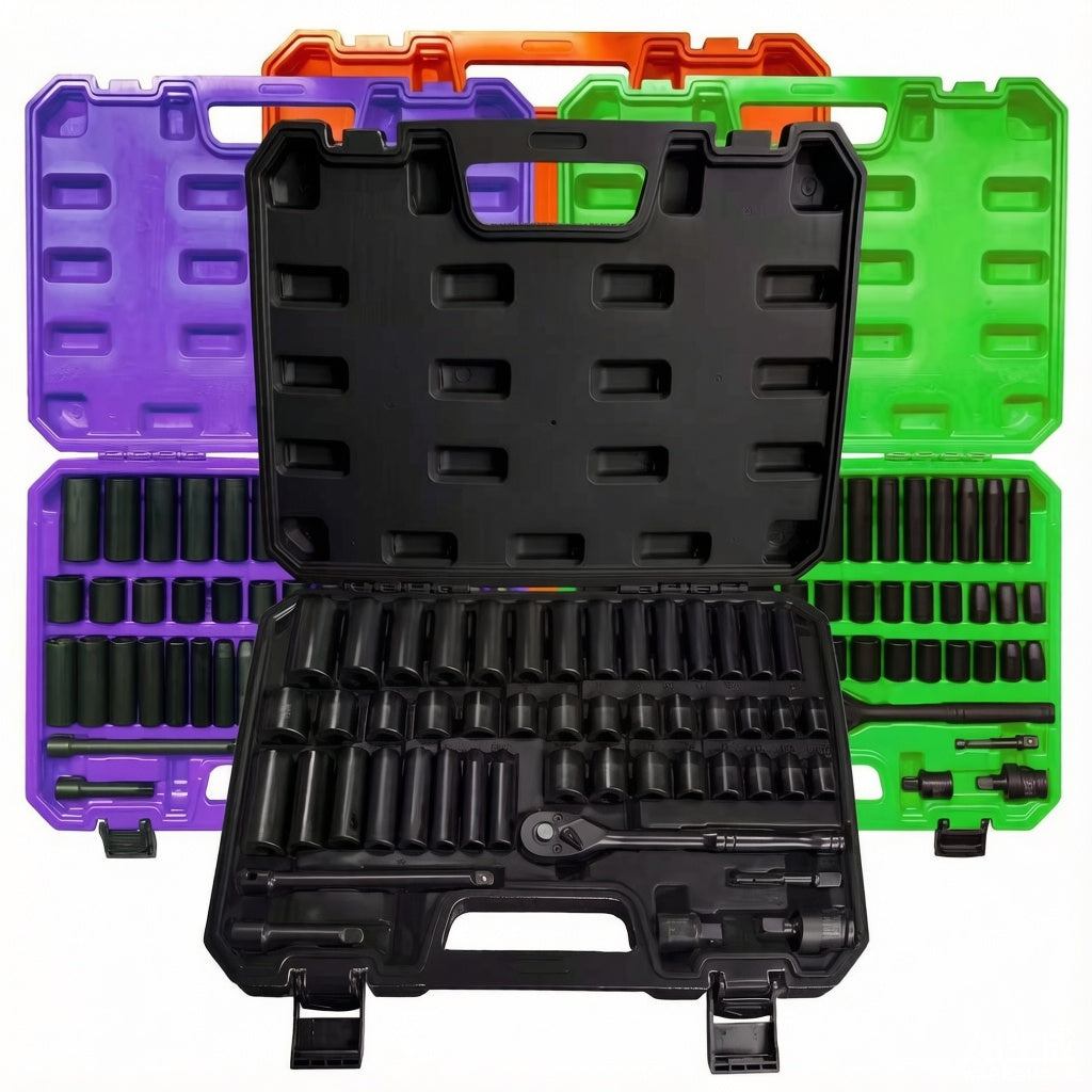 Heydake 50PCS 3/8" Drive Impact Socket Set - All four colors - Purple, Green, Black, Orange
