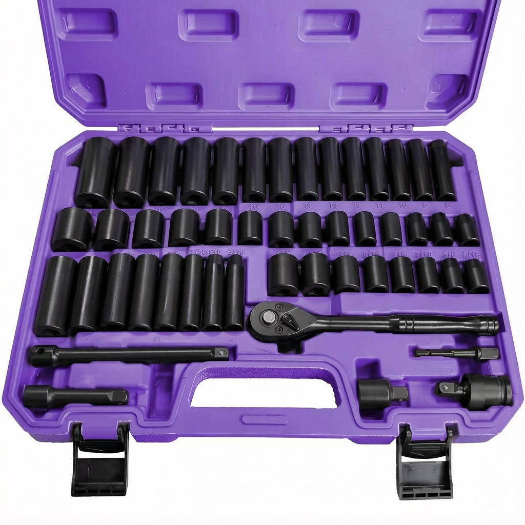 Heydake 50PCS 3/8" Drive Impact Socket Set - Purple case variant