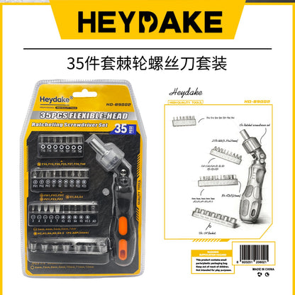 Heydake 35PCS Bent Handle Ratchet Screwdriver Set
