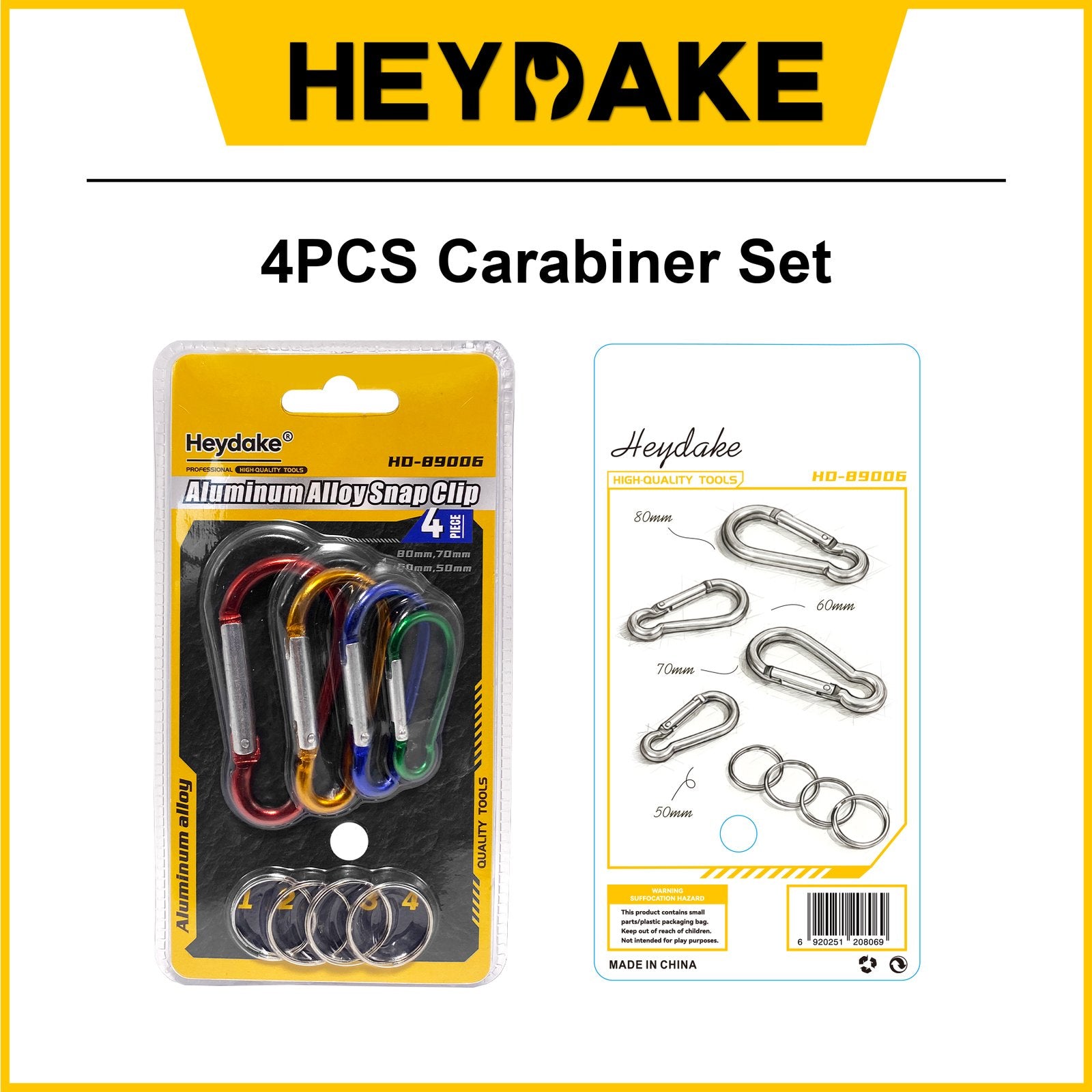 Heydake 4PCS Carabiner Set