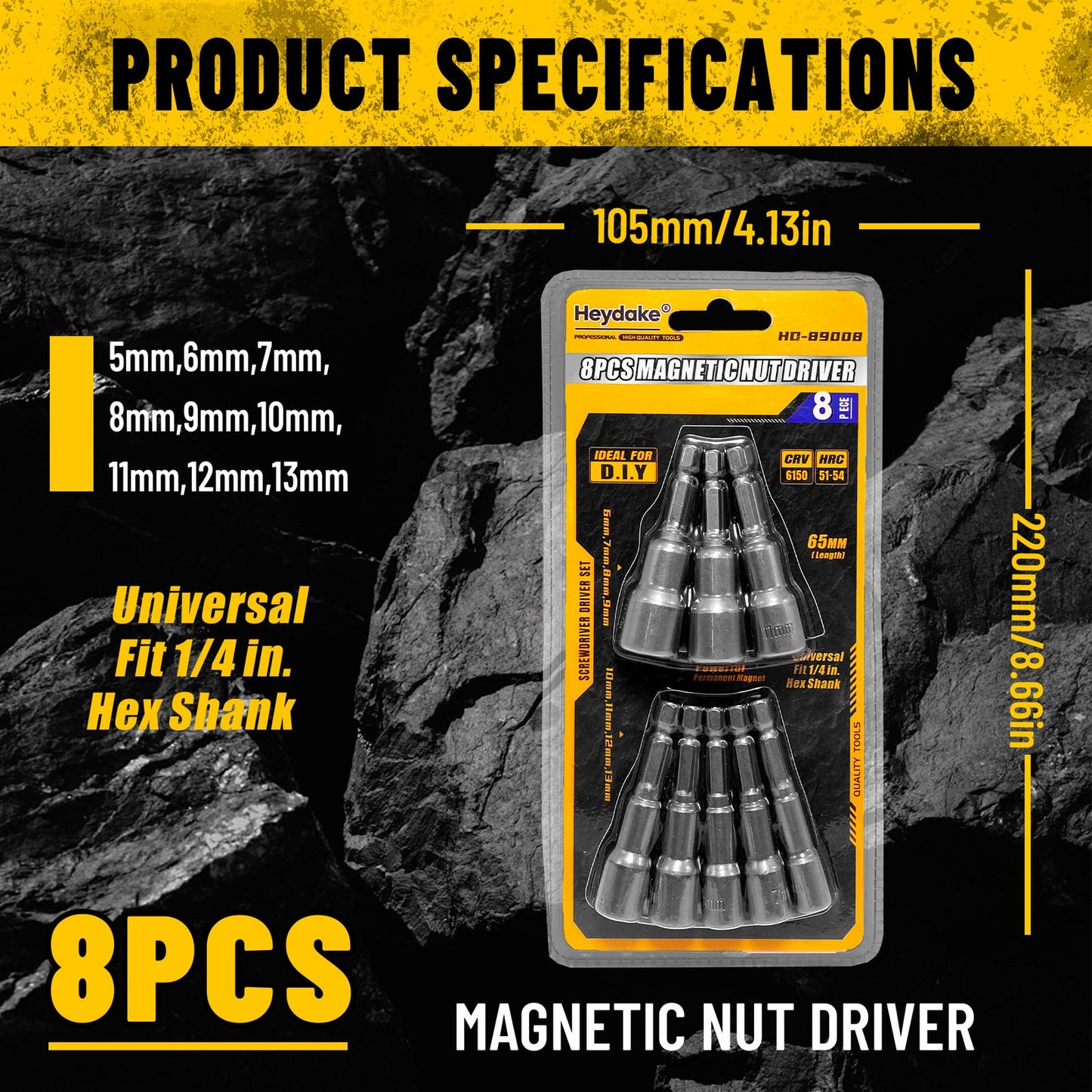 Heydake 8PCS Socket Bit Set