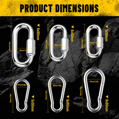 Heydake 6PCS Carabiner Set