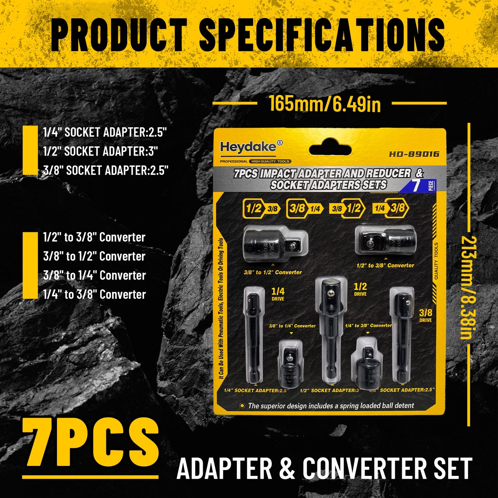 Heydake 7PCS Socket Adapter Set