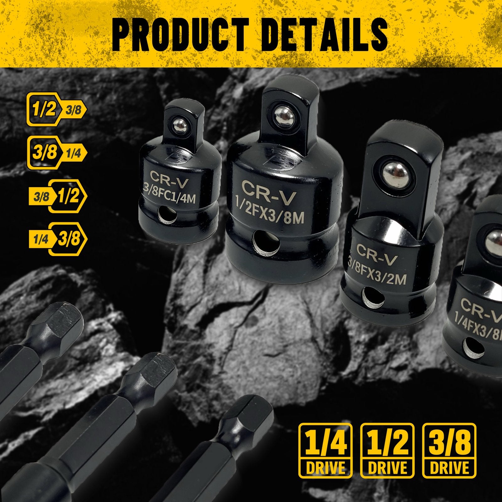 Heydake 7PCS Socket Adapter Set