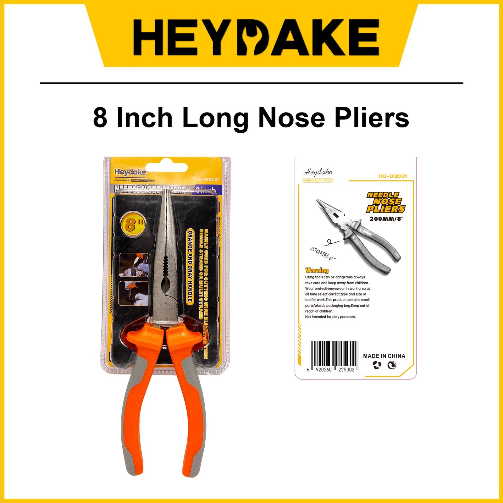 Heydake 8 Inch Long Nose Pliers