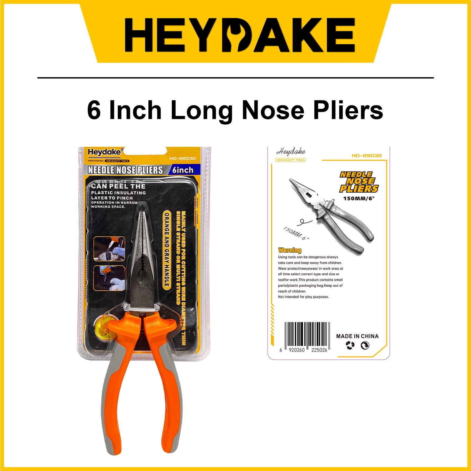 Heydake 6 Inch Long Nose Pliers