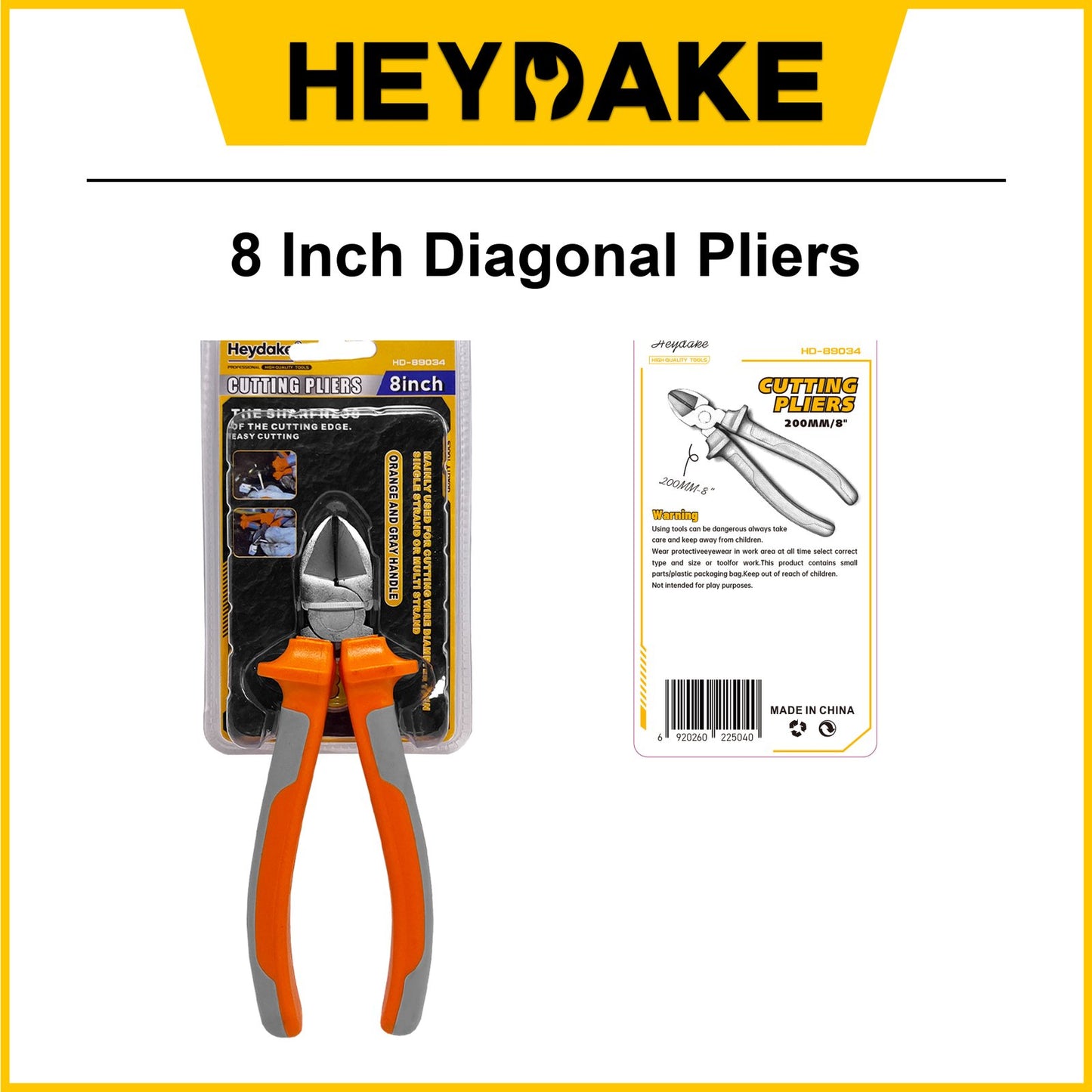 Heydake 8 Inch Diagonal Pliers
