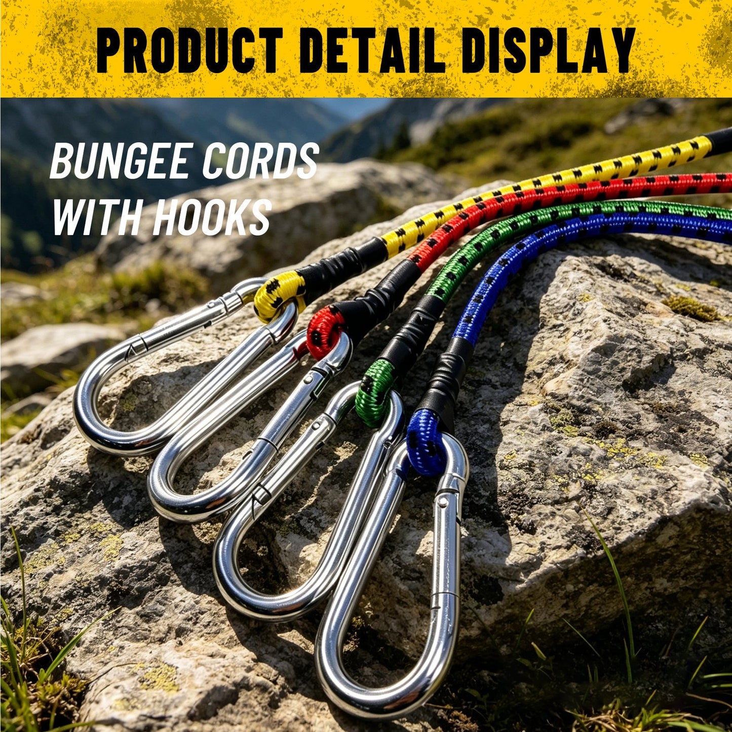 Heydake 4PCS Bungee Cord with Carabiner Hooks