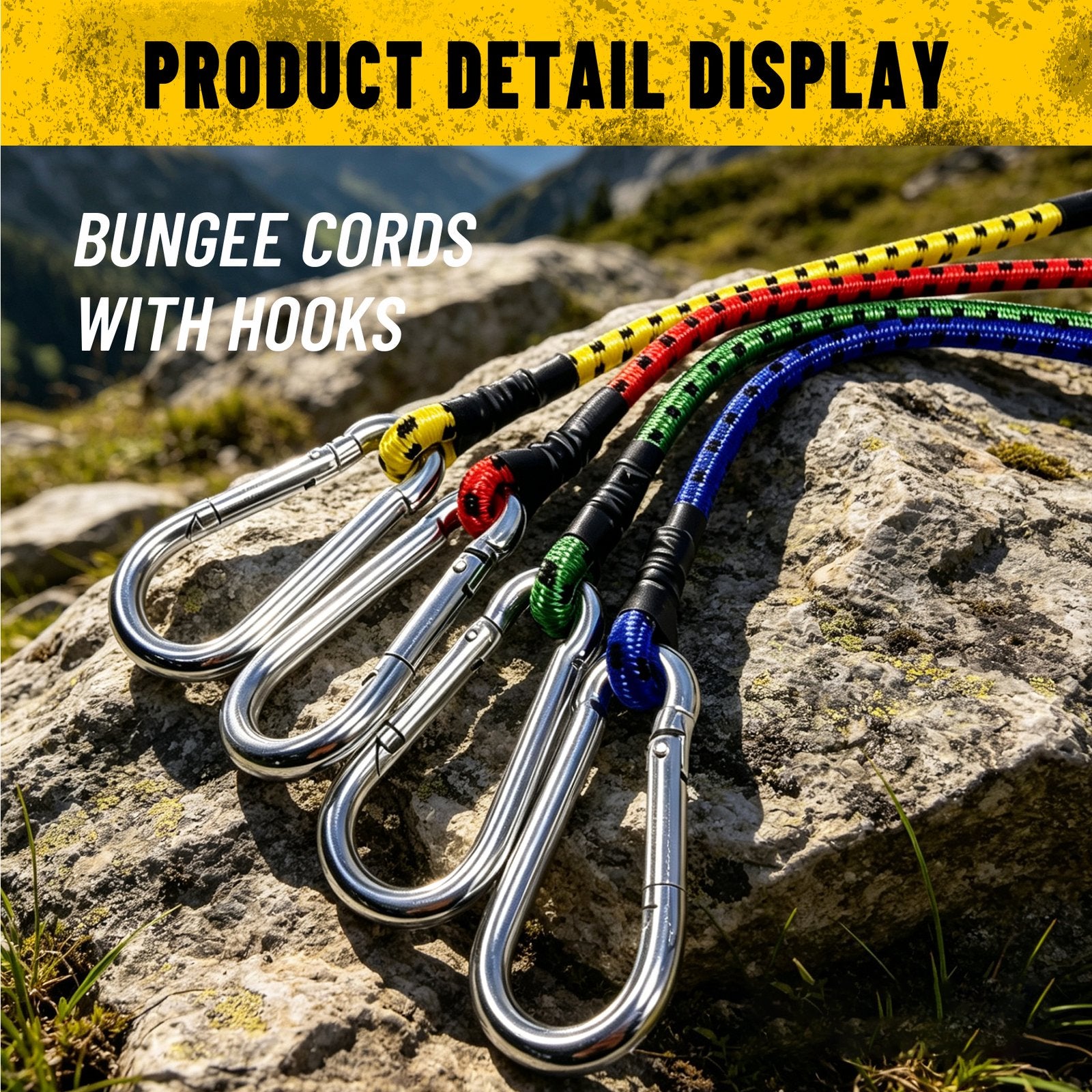 Heydake 4PCS Bungee Cord with Carabiner Hooks