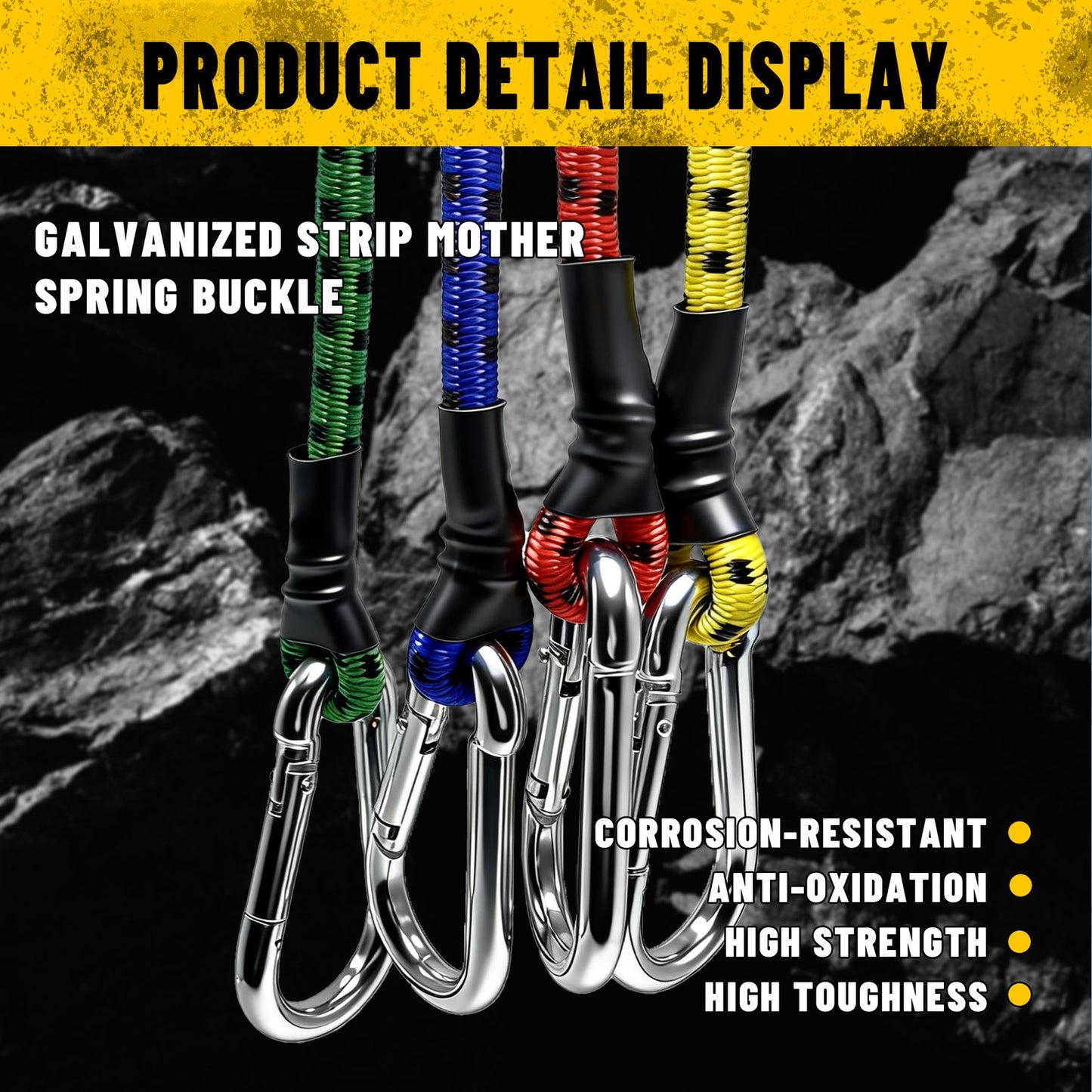 Heydake 4PCS Bungee Cord with Carabiner Hooks