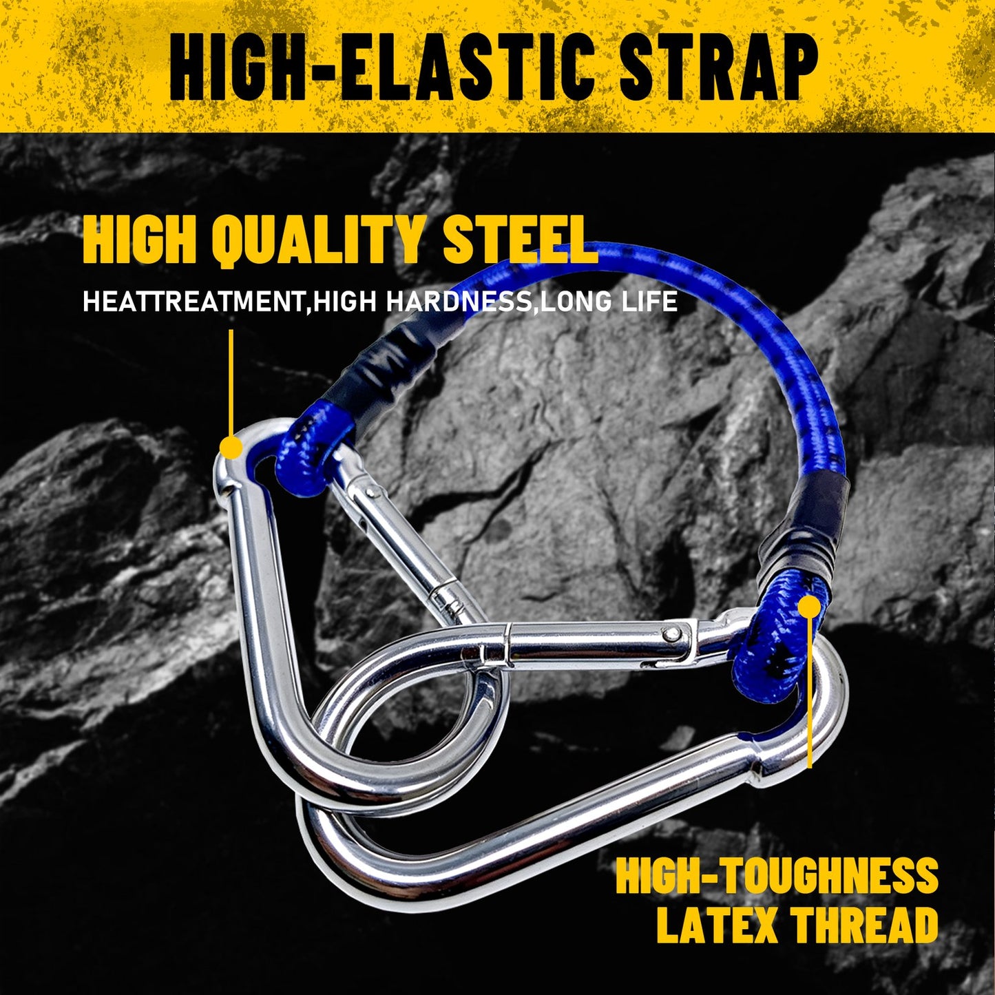 Heydake 4PCS Bungee Cord with Carabiner Hooks