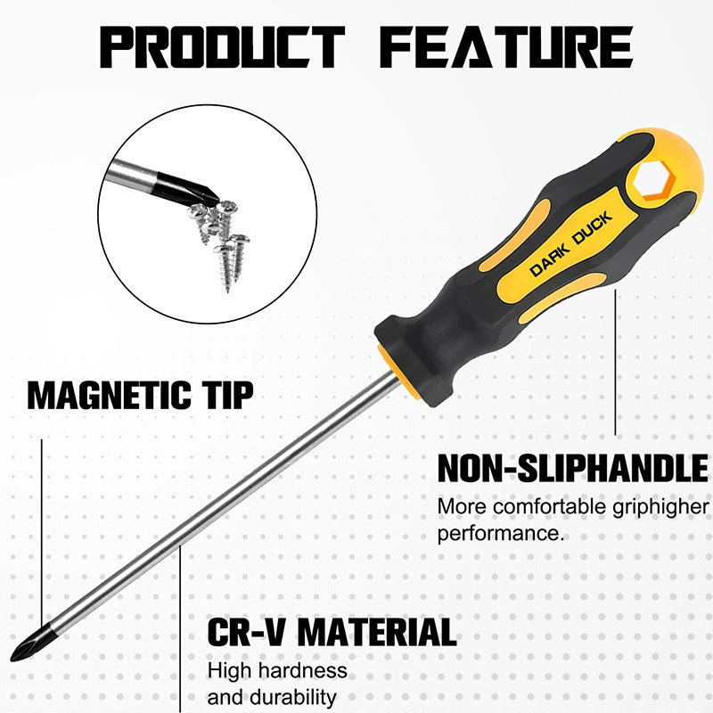 Heydake 16Pcs Magnetic Screwdriver Set in Canister, Chrome Vanadium Steel with Cushion-Grip Handles, Phillips & Flathead Precision Screwdrivers, Compact Tool Kit