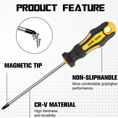 Heydake 16Pcs Magnetic Screwdriver Set in Canister, Chrome Vanadium Steel with Cushion-Grip Handles, Phillips & Flathead Precision Screwdrivers, Compact Tool Kit