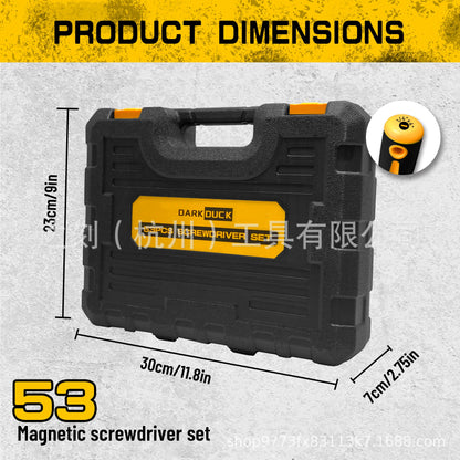 Heydake 53Pcs Screwdriver Bit Set with Toolbox, Chrome Vanadium Steel Manual Screwdriver Kit, Multi-Size Bits for Woodworking, Home and Auto Repair