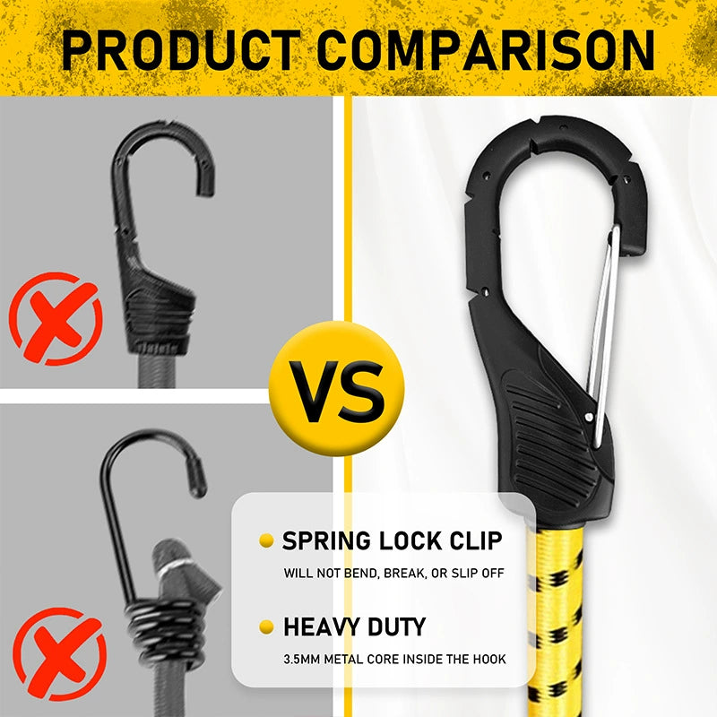 Heydake 12Pcs Rubber Bungee Cords with Hooks, Elastic Tie-Down Straps for Motorcycle, Bike, Luggage, Backpack and Trunk Securing, 76cm Multi-Color Cargo Straps