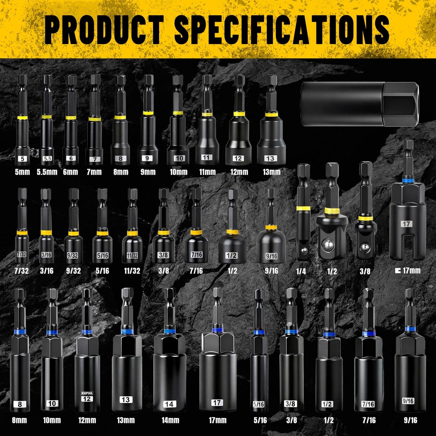 Heydake 80PCS Drive Impact Socket Set (1/2" & 3/8" Drive, CR-V Steel, 6-Point)