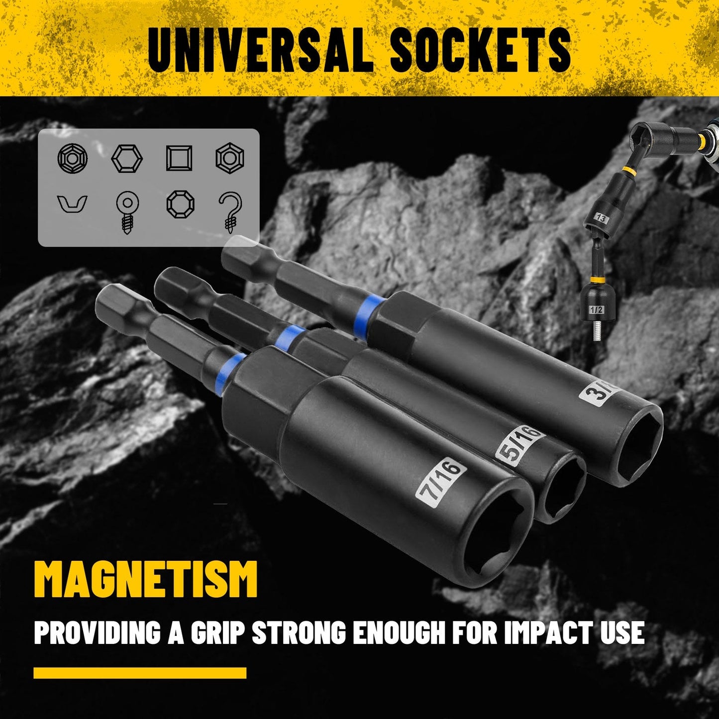 Heydake 80PCS Drive Impact Socket Set (1/2" & 3/8" Drive, CR-V Steel, 6-Point)
